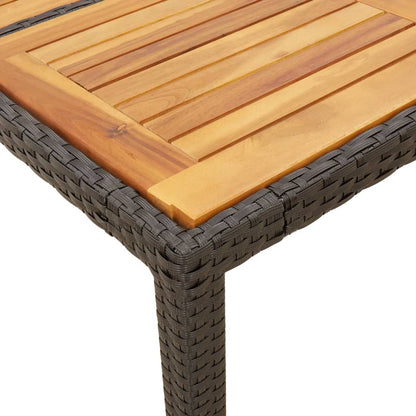 Garden Table with Acacia Wood Top Black 90x90x75 cm Poly Rattan