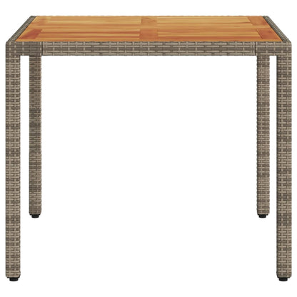 Garden Table with Acacia Wood Top Grey 90x90x75 cm Poly Rattan