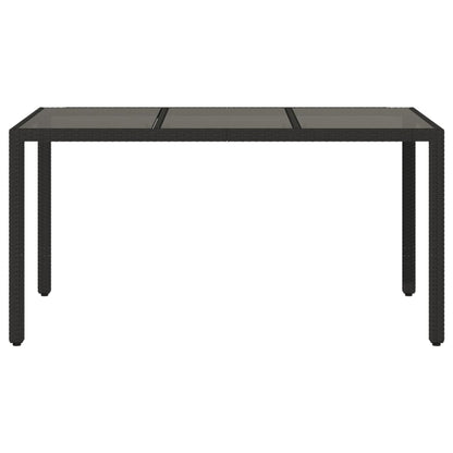 Garden Table with Glass Top Black 150x90x75 cm Poly Rattan