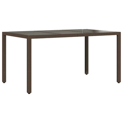 Garden Table with Glass Top Brown 150x90x75 cm Poly Rattan