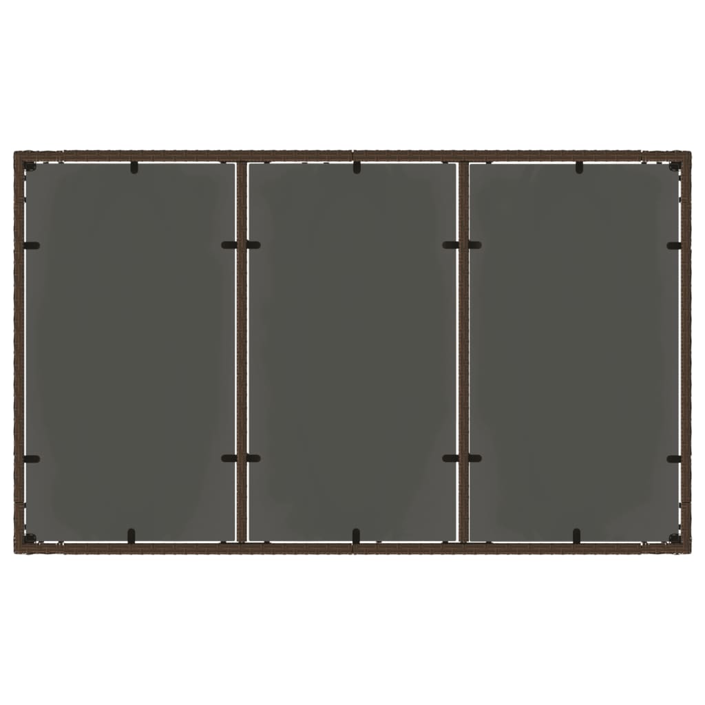 Garden Table with Glass Top Brown 150x90x75 cm Poly Rattan