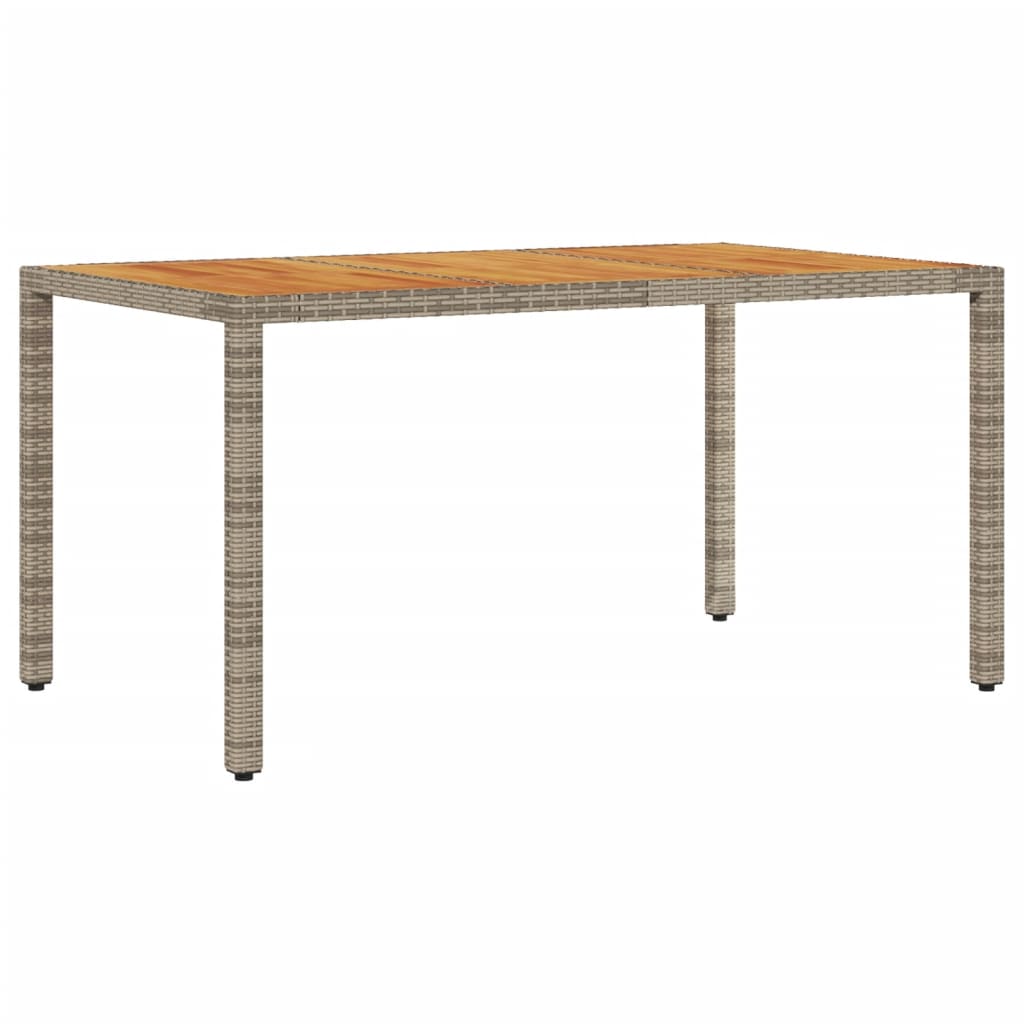 Garden Table with Acacia Wood Top Grey 150x90x75 cm Poly Rattan