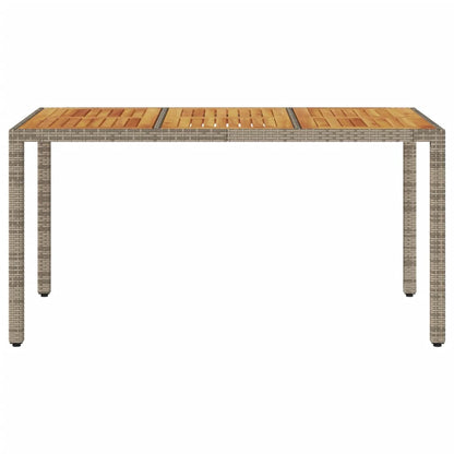 Garden Table with Acacia Wood Top Grey 150x90x75 cm Poly Rattan