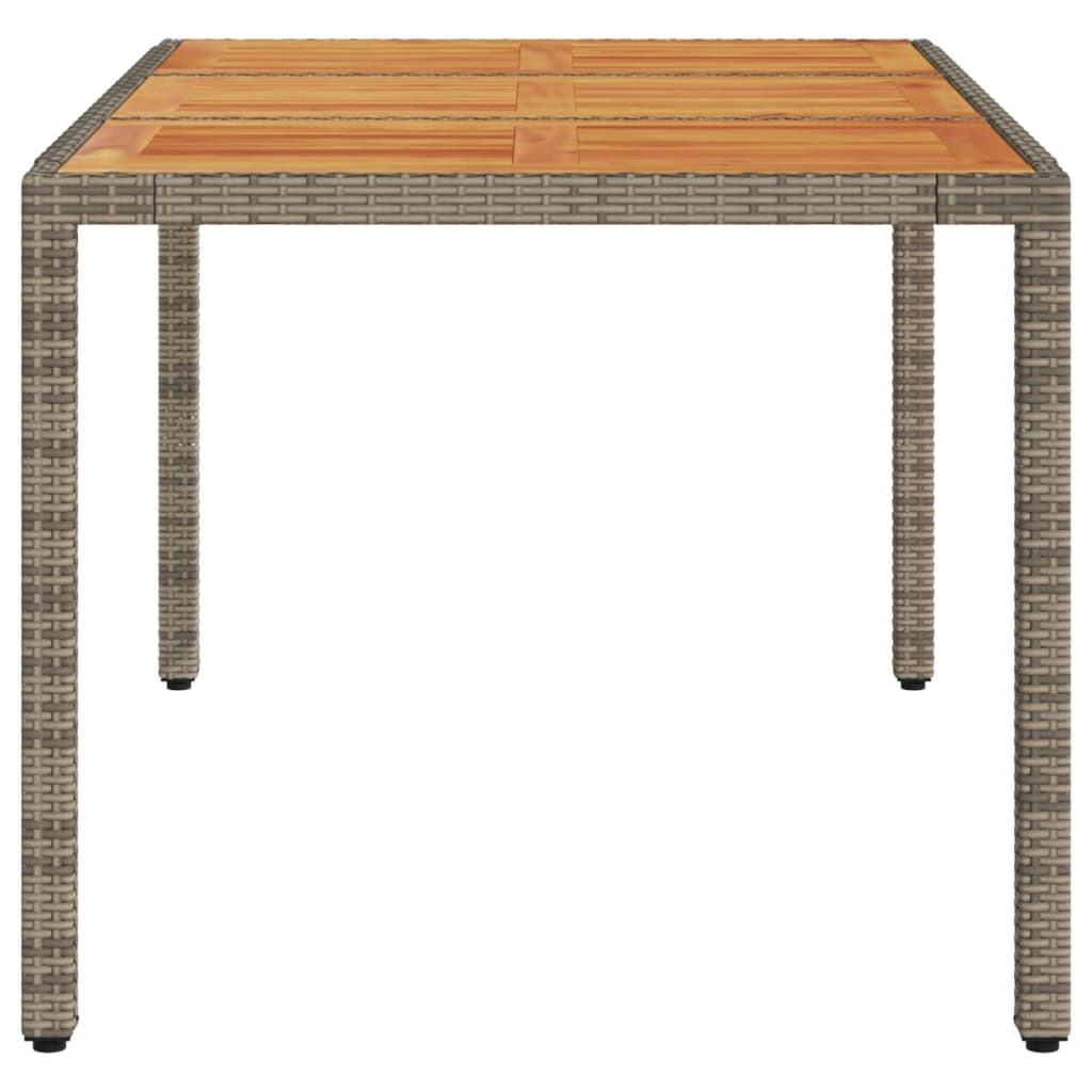 Garden Table with Acacia Wood Top Grey 150x90x75 cm Poly Rattan