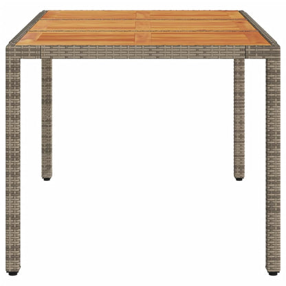 Garden Table with Acacia Wood Top Grey 150x90x75 cm Poly Rattan