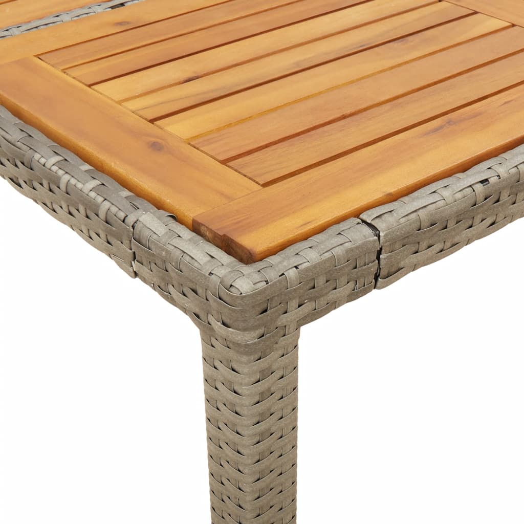 Garden Table with Acacia Wood Top Grey 150x90x75 cm Poly Rattan