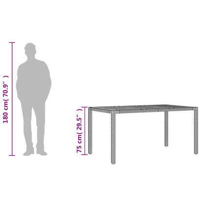 Garden Table with Acacia Wood Top Grey 150x90x75 cm Poly Rattan