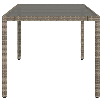 Garden Table with Glass Top Grey 190x90x75 cm Poly Rattan