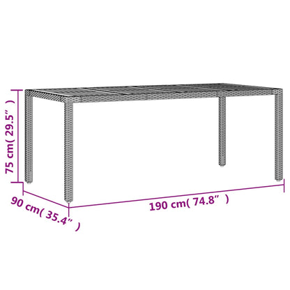 Garden Table with Acacia Wood Top Black 190x90x75 cm Poly Rattan