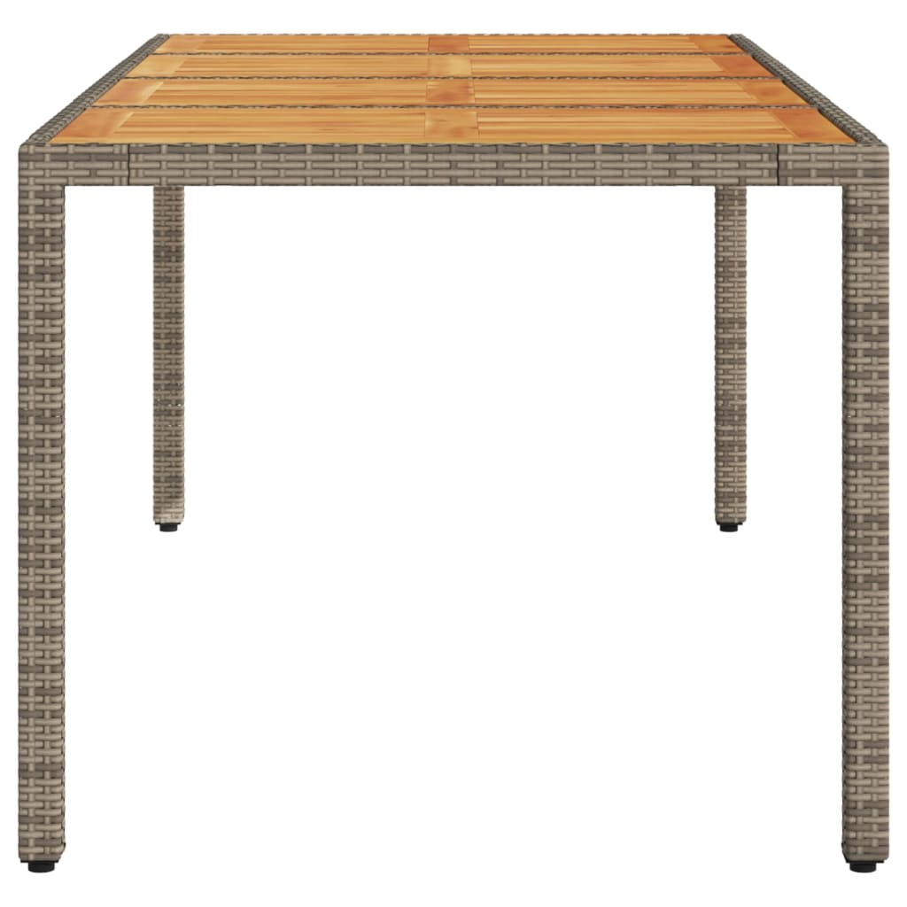 Garden Table with Acacia Wood Top Grey 190x90x75 cm Poly Rattan