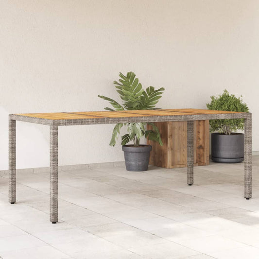 Garden Table with Acacia Wood Top Grey 190x90x75 cm Poly Rattan
