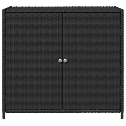 Garden Storage Cabinet Black 83x45x76 cm Poly Rattan