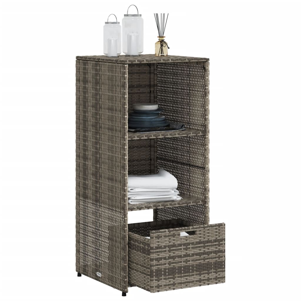 Garden Storage Cabinet Grey 50x55x115 cm Poly Rattan