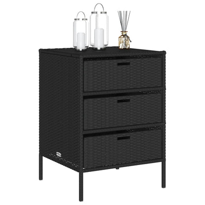 Garden Storage Cabinet Black 55x59x80 cm Poly Rattan