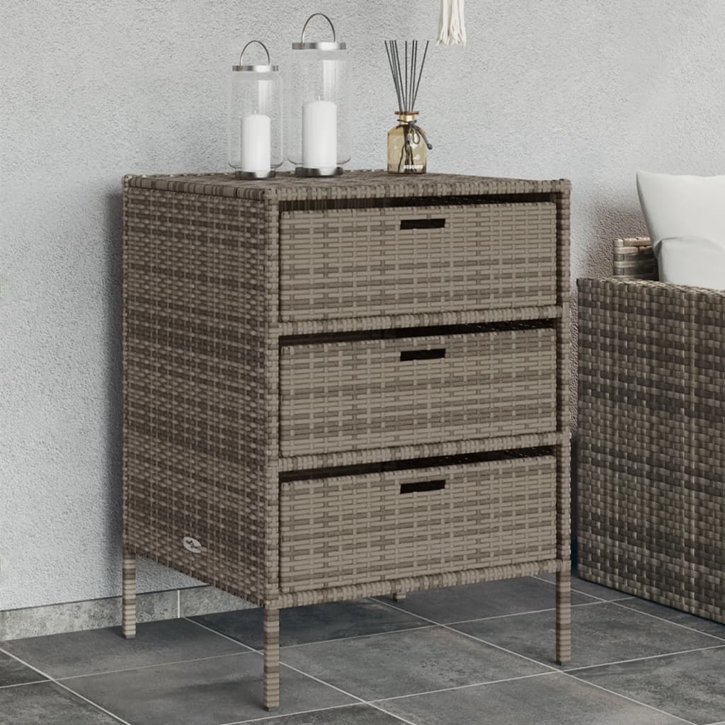 Garden Storage Cabinet Grey 55x59x80 cm Poly Rattan