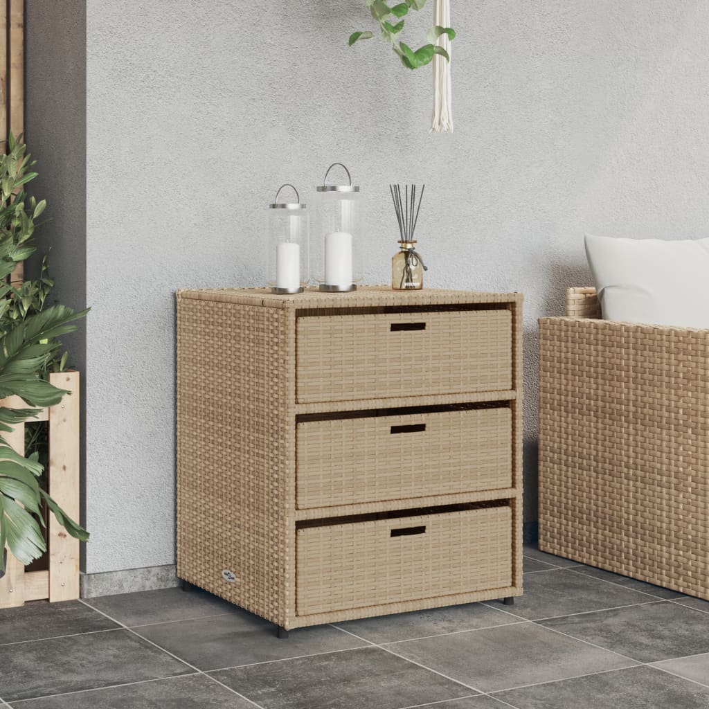 Garden Storage Cabinet Beige 55x59x69 cm Poly Rattan