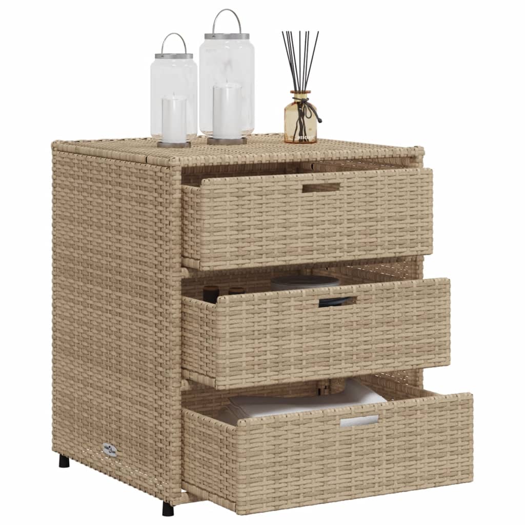 Garden Storage Cabinet Beige 55x59x69 cm Poly Rattan