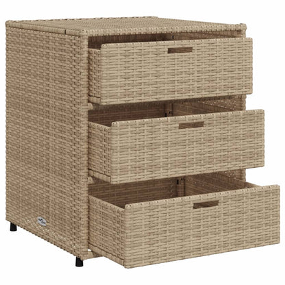 Garden Storage Cabinet Beige 55x59x69 cm Poly Rattan