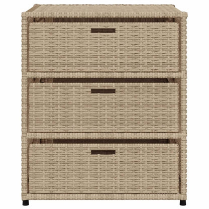 Garden Storage Cabinet Beige 55x59x69 cm Poly Rattan