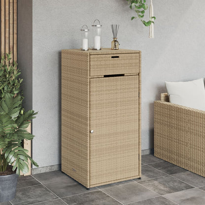 Garden Storage Cabinet Beige 55x55x111 cm Poly Rattan