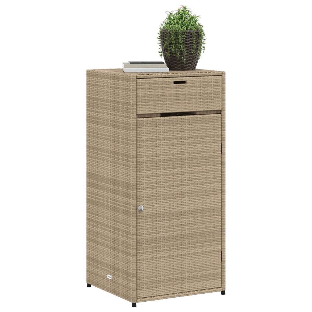 Garden Storage Cabinet Beige 55x55x111 cm Poly Rattan