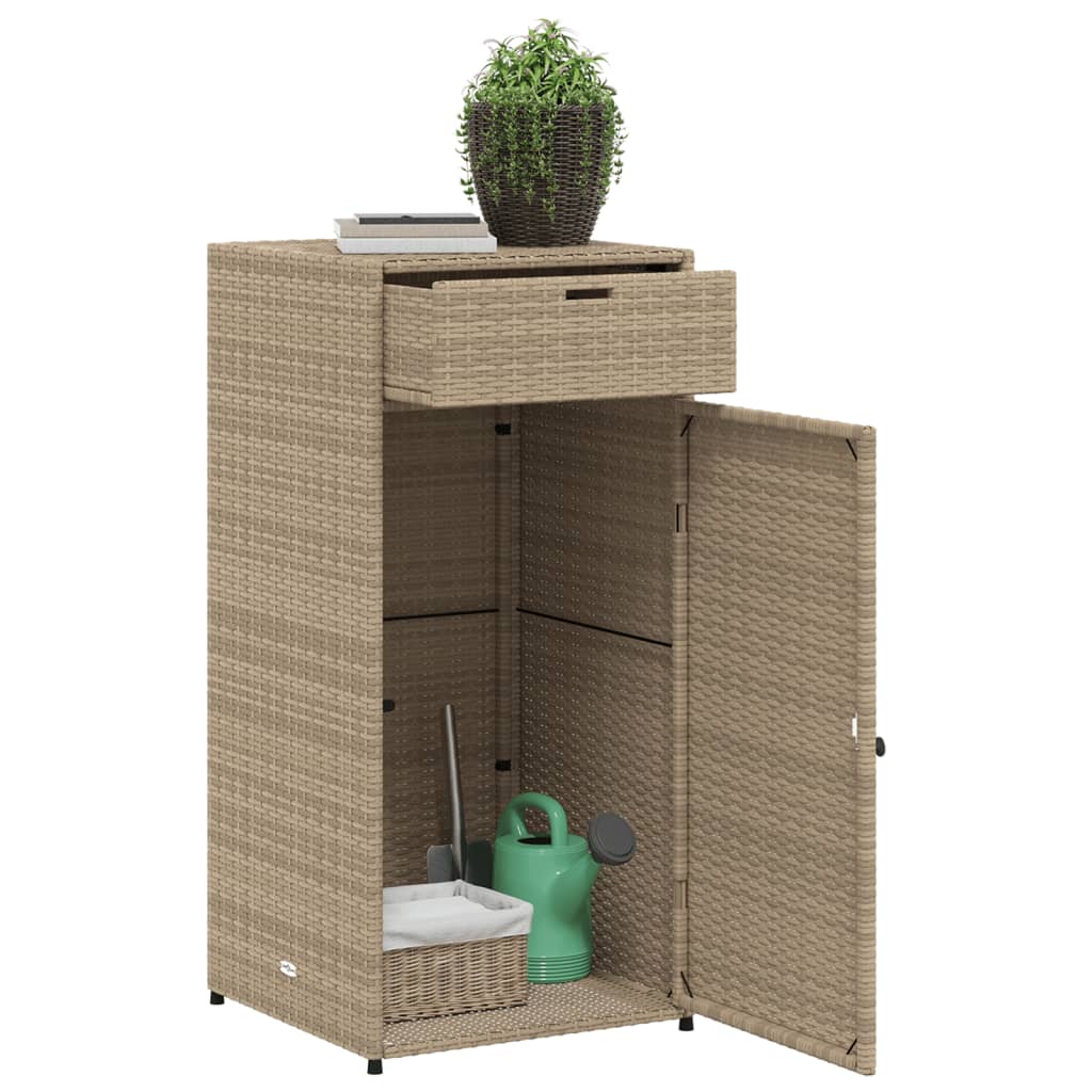 Garden Storage Cabinet Beige 55x55x111 cm Poly Rattan