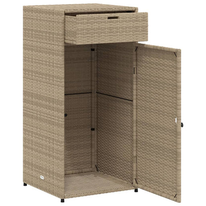 Garden Storage Cabinet Beige 55x55x111 cm Poly Rattan