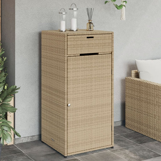 Garden Storage Cabinet Beige 55x55x111 cm Poly Rattan