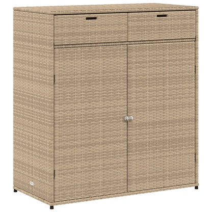 Garden Storage Cabinet Beige 105x55x113 cm Poly Rattan