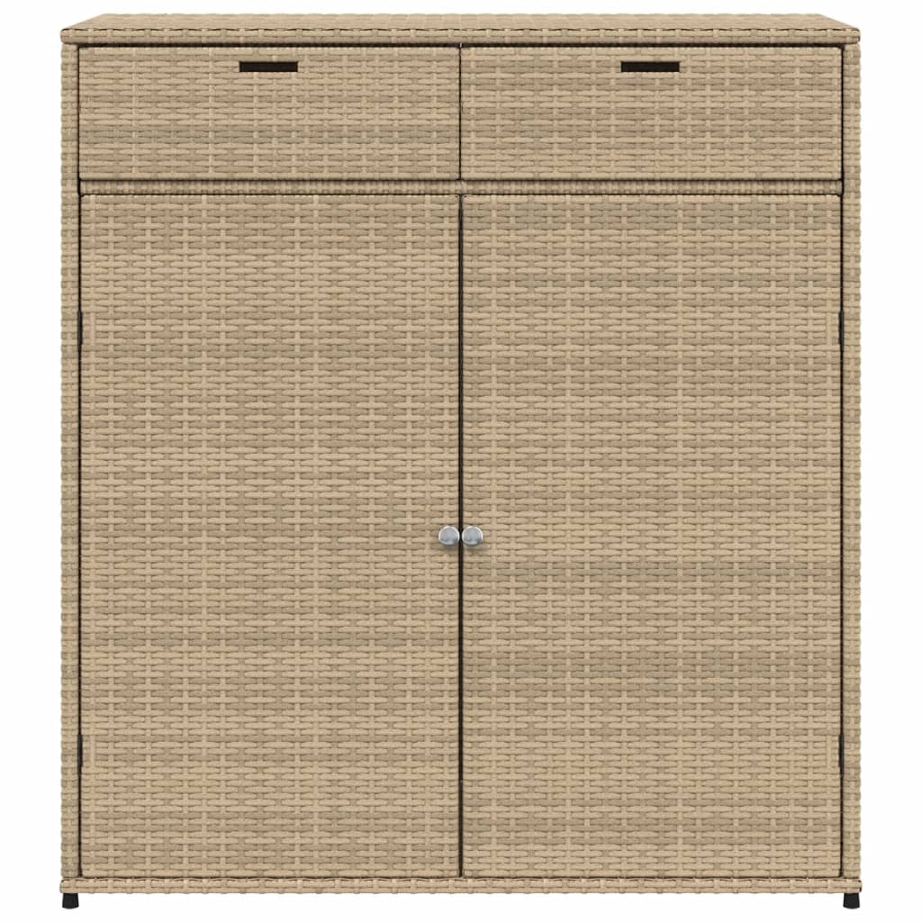 Garden Storage Cabinet Beige 105x55x113 cm Poly Rattan