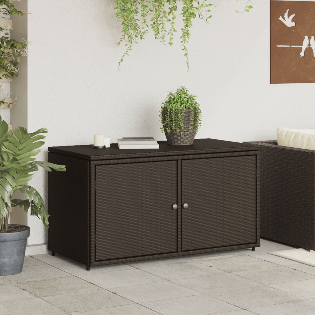 Garden Storage Cabinet Brown 110x55x60.5 cm Poly Rattan