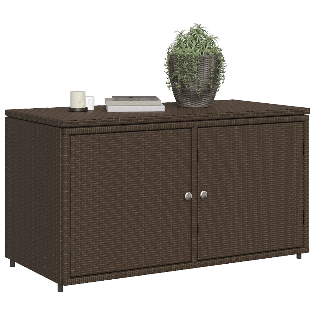 Garden Storage Cabinet Brown 110x55x60.5 cm Poly Rattan