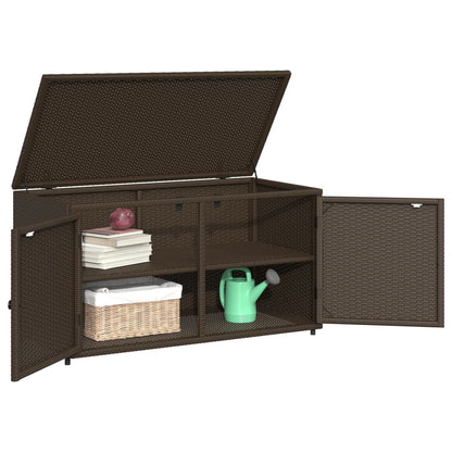 Garden Storage Cabinet Brown 110x55x60.5 cm Poly Rattan