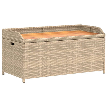 Storage Bench Mix Beige 100x50x52 cm Poly Rattan and Acacia Wood