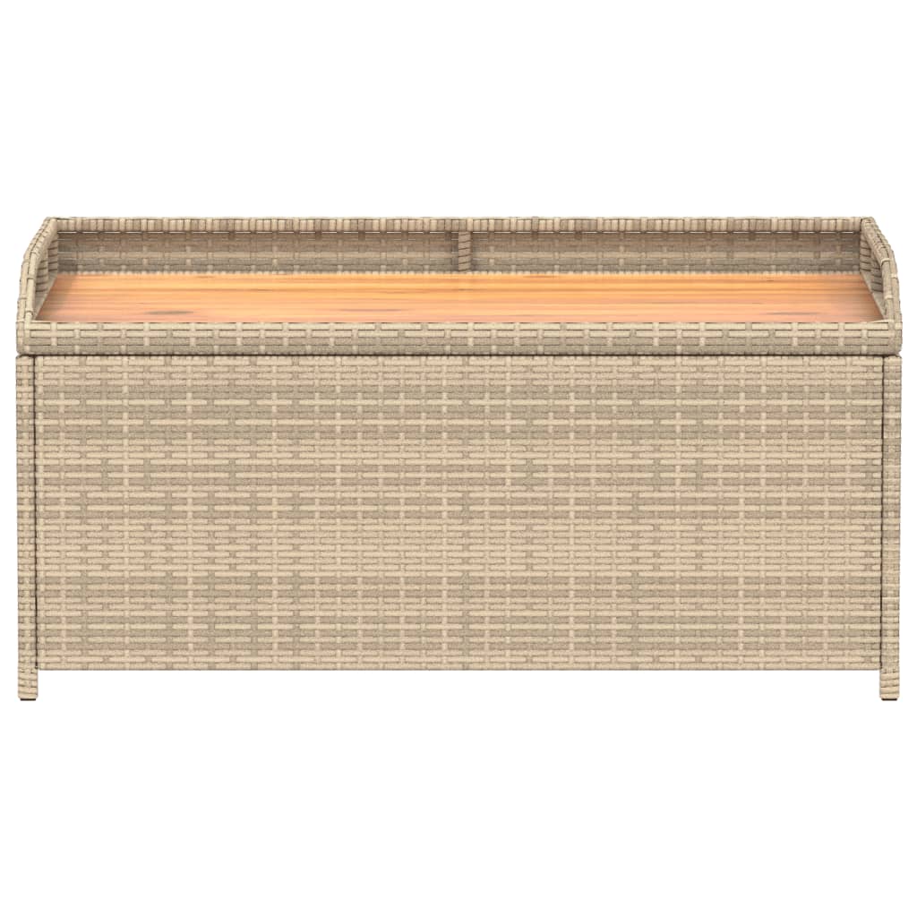 Storage Bench Mix Beige 100x50x52 cm Poly Rattan and Acacia Wood