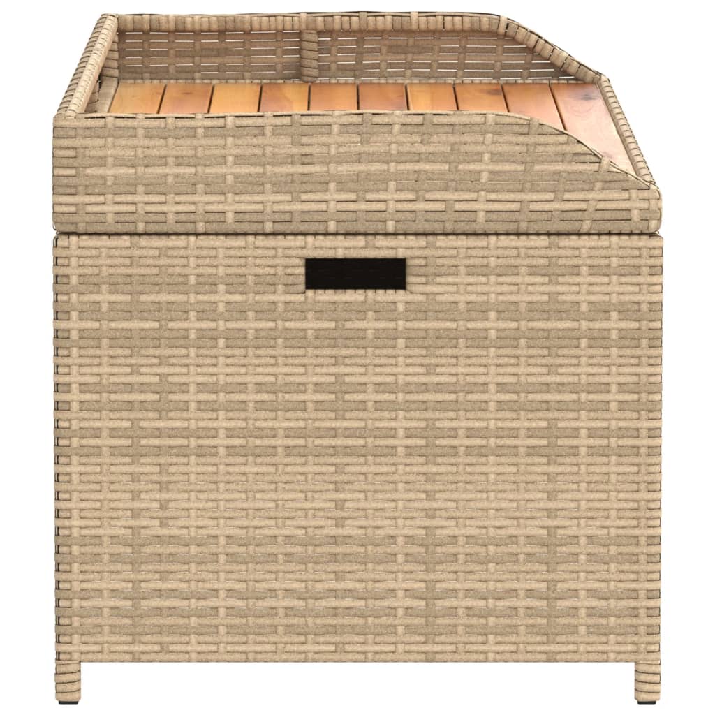 Storage Bench Mix Beige 100x50x52 cm Poly Rattan and Acacia Wood