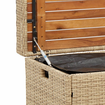 Storage Bench Mix Beige 100x50x52 cm Poly Rattan and Acacia Wood