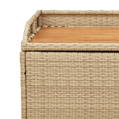 Storage Bench Mix Beige 100x50x52 cm Poly Rattan and Acacia Wood