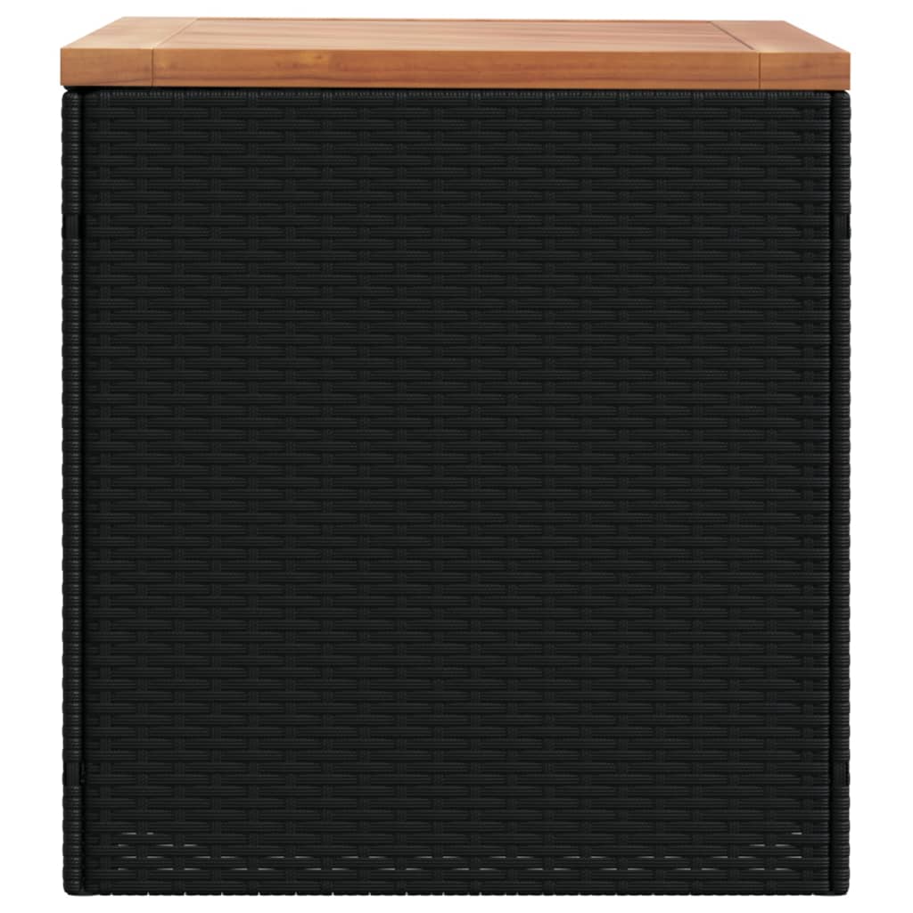 Garden Storage Box Black 110x50x54 cm Poly Rattan Acacia Wood