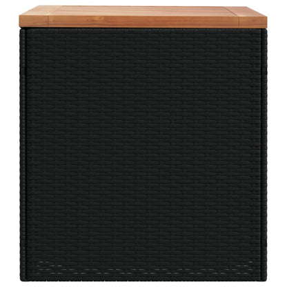 Garden Storage Box Black 110x50x54 cm Poly Rattan Acacia Wood