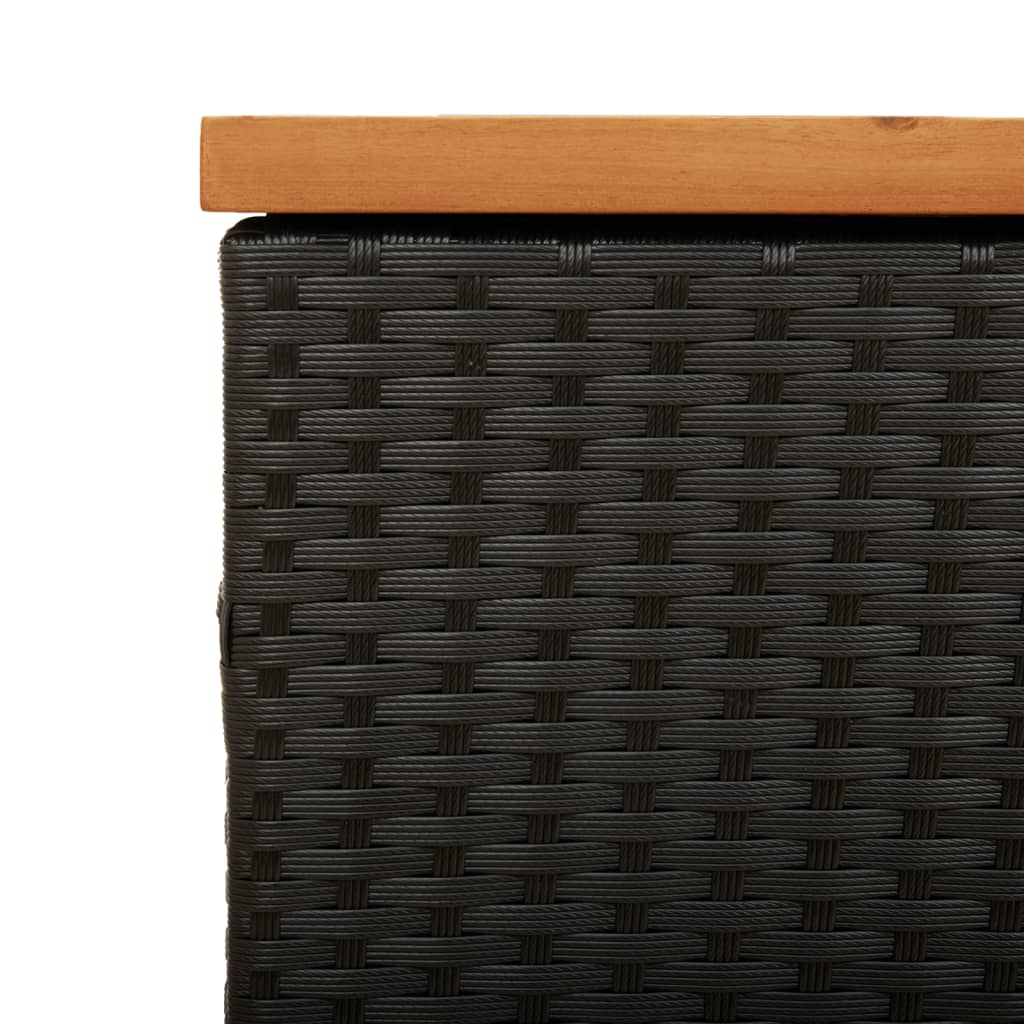 Garden Storage Box Black 110x50x54 cm Poly Rattan Acacia Wood