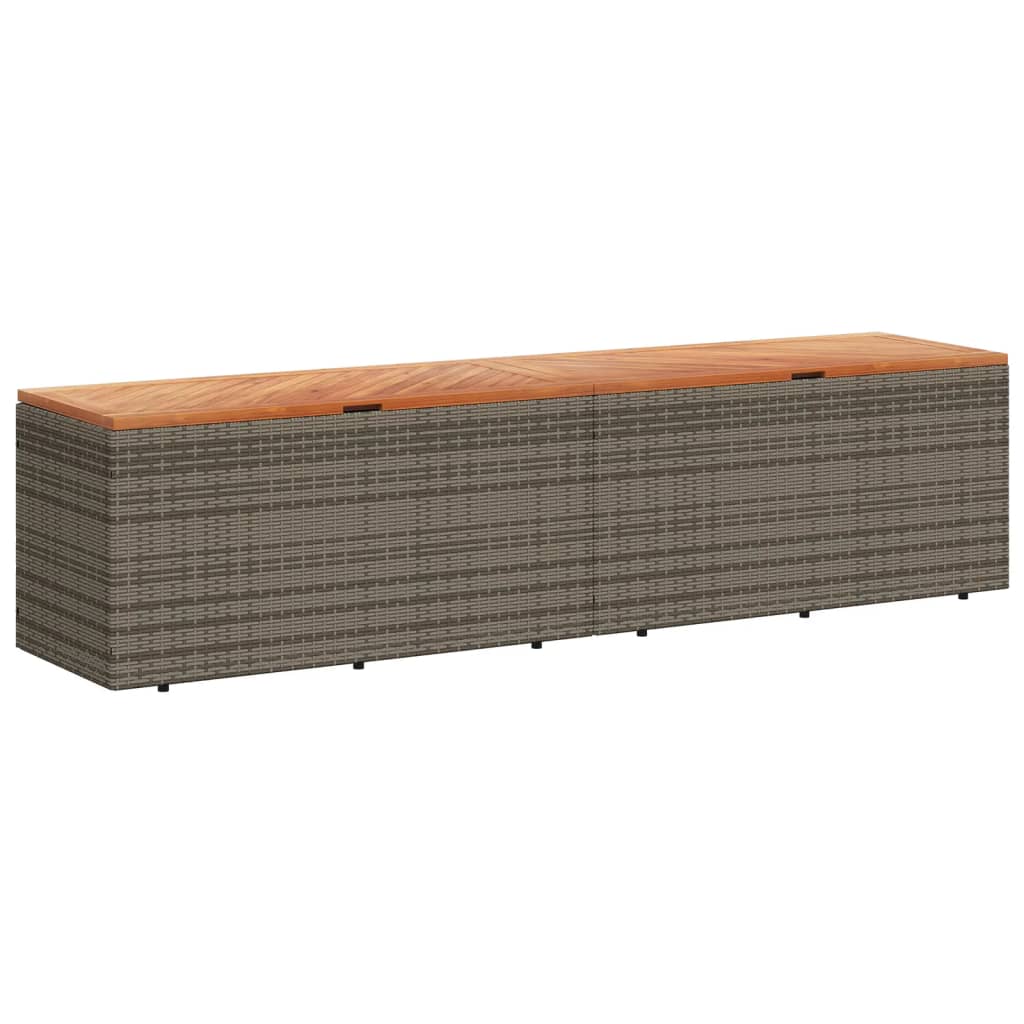 Garden Storage Box Grey 220x50x54 cm Poly Rattan Acacia Wood