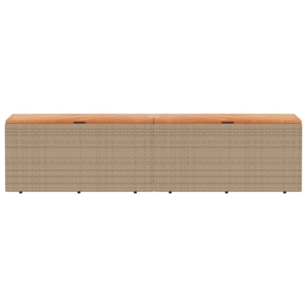 Garden Storage Box Beige 220x50x54 cm Poly Rattan Acacia Wood