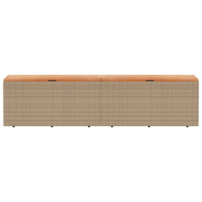 Garden Storage Box Beige 220x50x54 cm Poly Rattan Acacia Wood