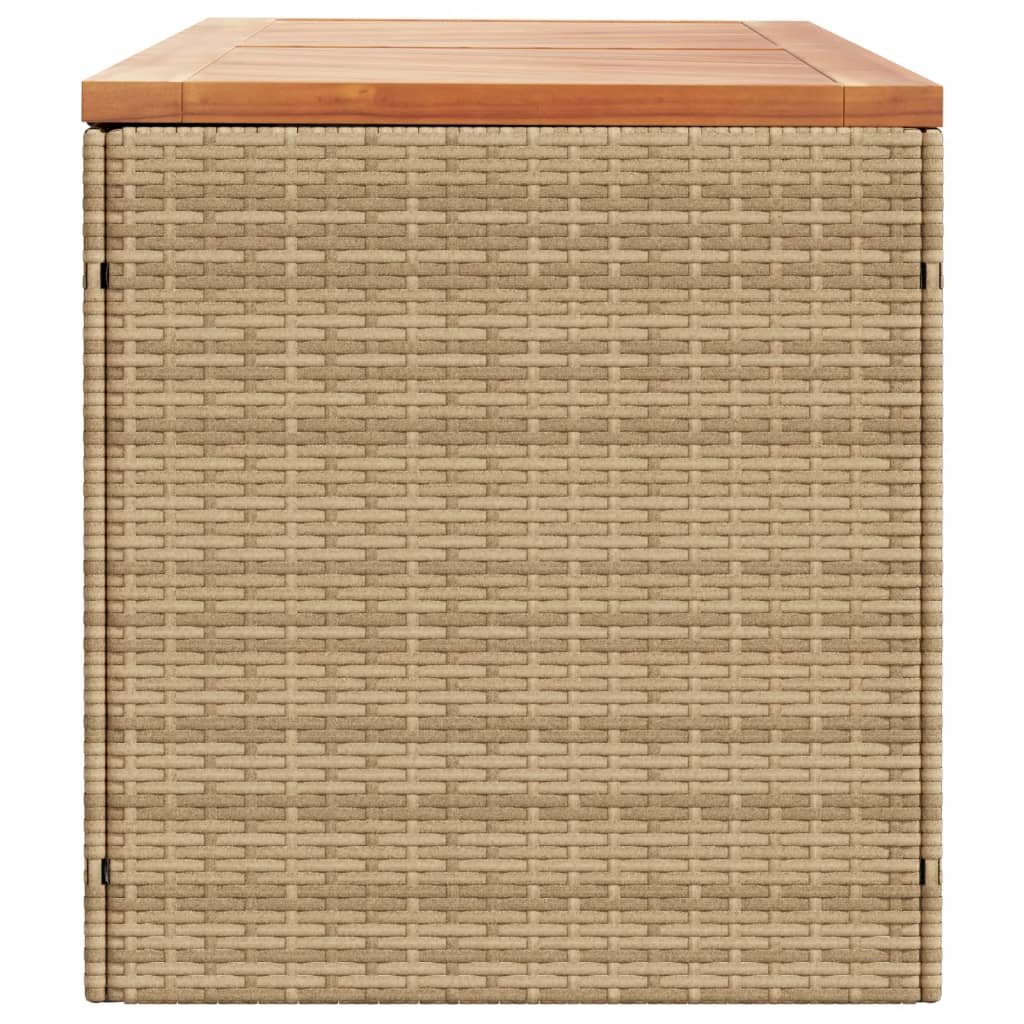 Garden Storage Box Beige 220x50x54 cm Poly Rattan Acacia Wood