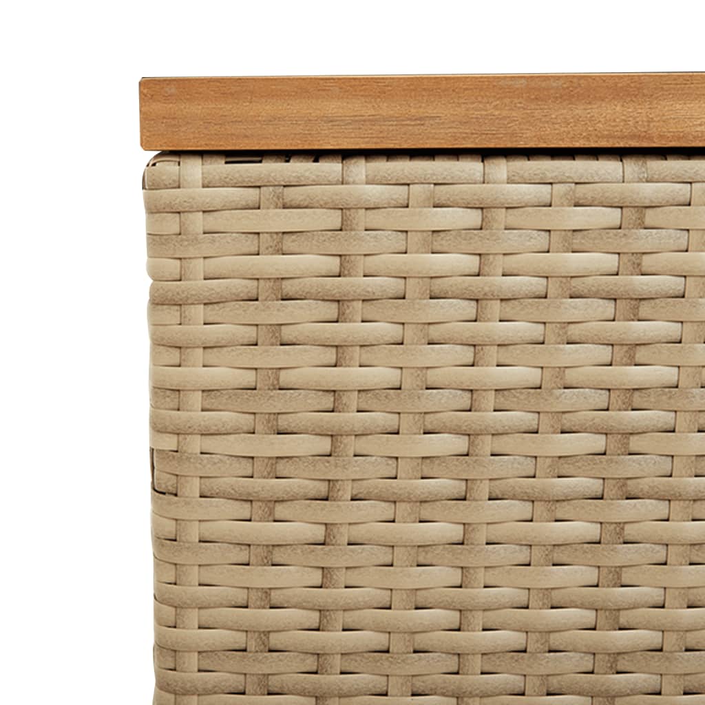 Garden Storage Box Beige 220x50x54 cm Poly Rattan Acacia Wood