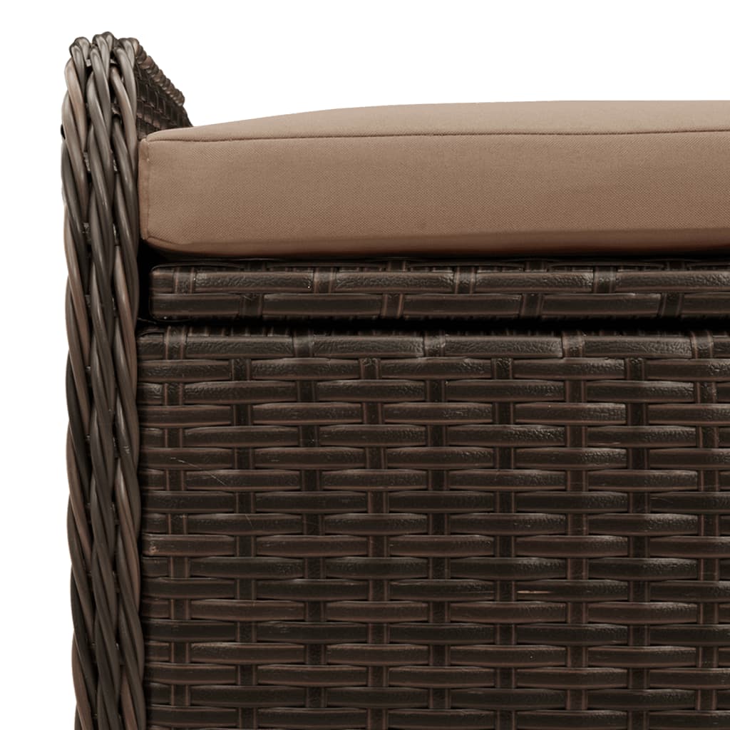 Storage Bench with Cushion Brown 80x51x52 cm Poly Rattan