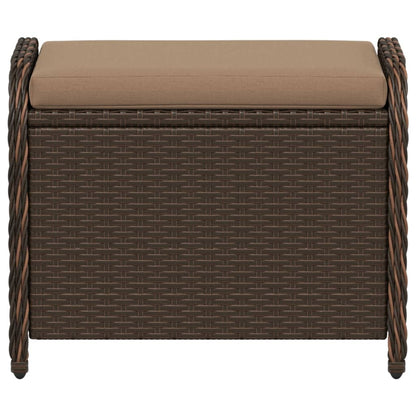 Garden Stool with Cushion Brown 58x46x46 cm Poly Rattan