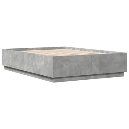 Bed Frame with LED without Mattress Concrete Grey 160x200 cm