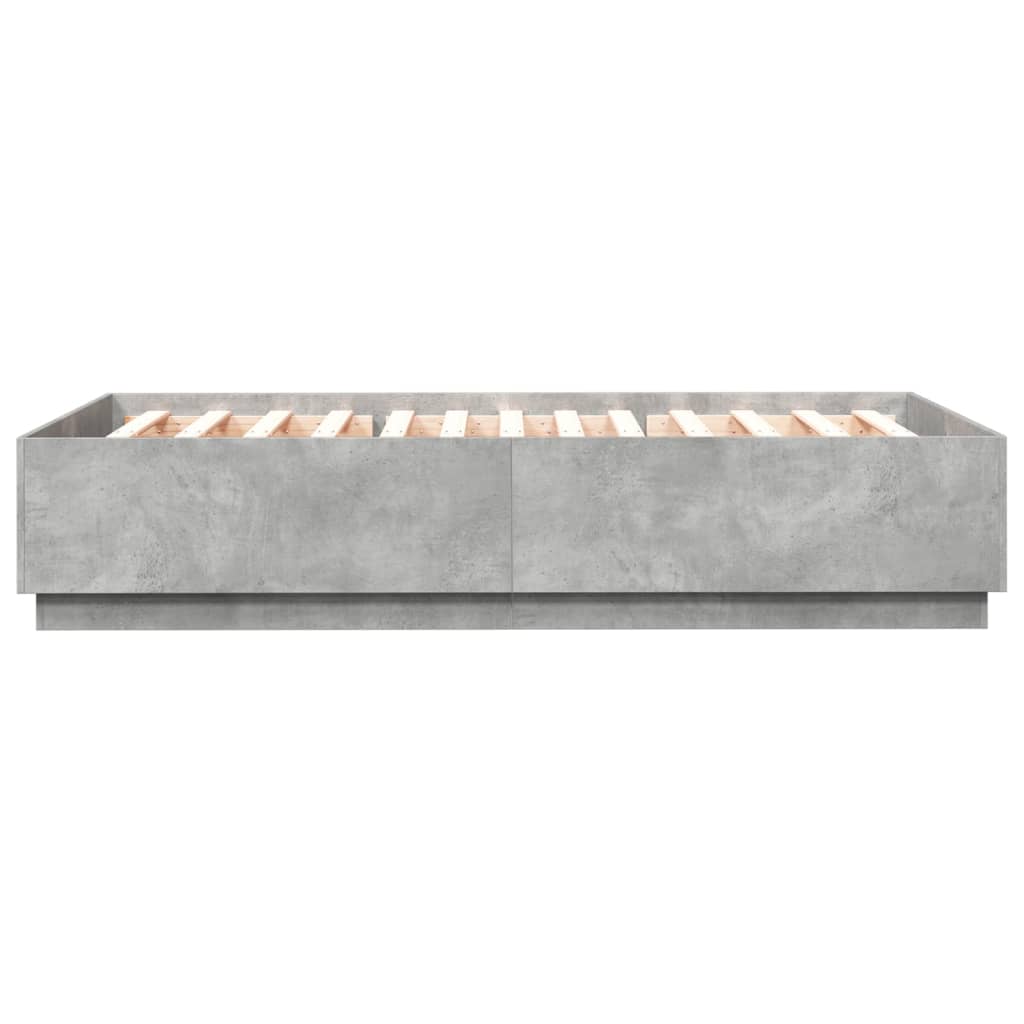 Bed Frame with LED without Mattress Concrete Grey 160x200 cm